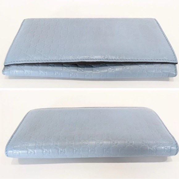 Authentic Gucci micro sima wallet purse blue leather GG monogram - Picture 8 of 16